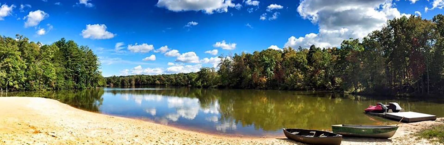 The beach and swimming lake at Lake Frances