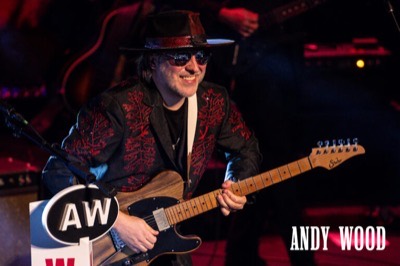 Andy Wood playing his Telecaster on stage at the Woodshed Guitar Experience
